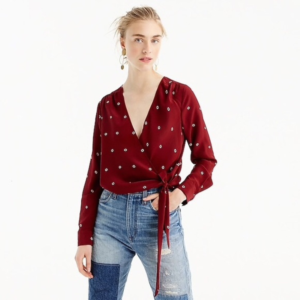 J Crew silk wrap top